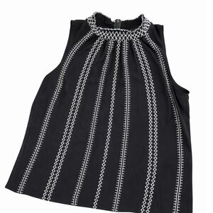 White House Black Market Black Sleeveless Embroidered Halter Top